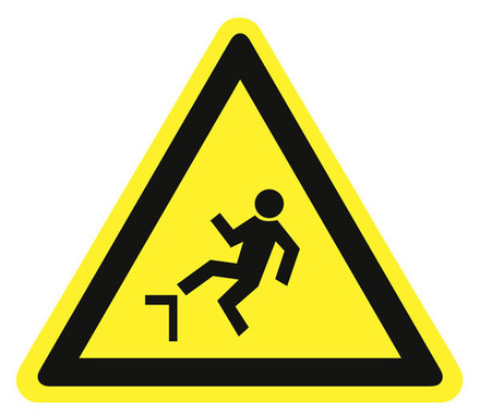 Знак на пластике W-15 "Осторожно. Возможно падение с высоты"