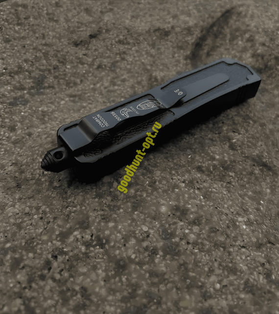 Тактический складной нож фронтально-выкидной автоматический Черно-серый 3D