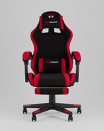 Кресло спортивное TopChairs Prophet с оттоманкой ткань черно-красный