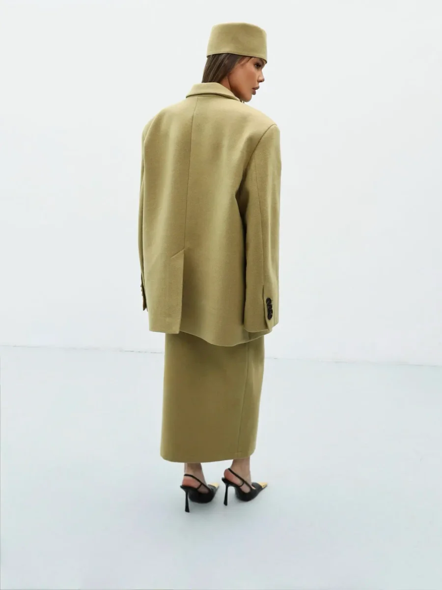 Пиджак оверсайз с объемными плечами, Зеленый