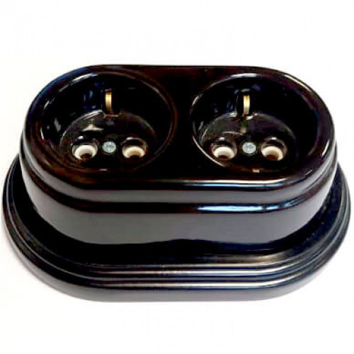 Розетка ОУ двойная с с/з ТДМ РЕТРО  в ассортименте