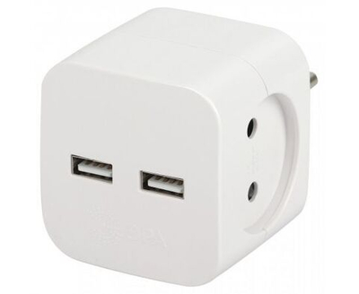 ЭРА разветвитель (тройник) 2 роз+2xUSB.10A белый SP-2-USB-W 49531