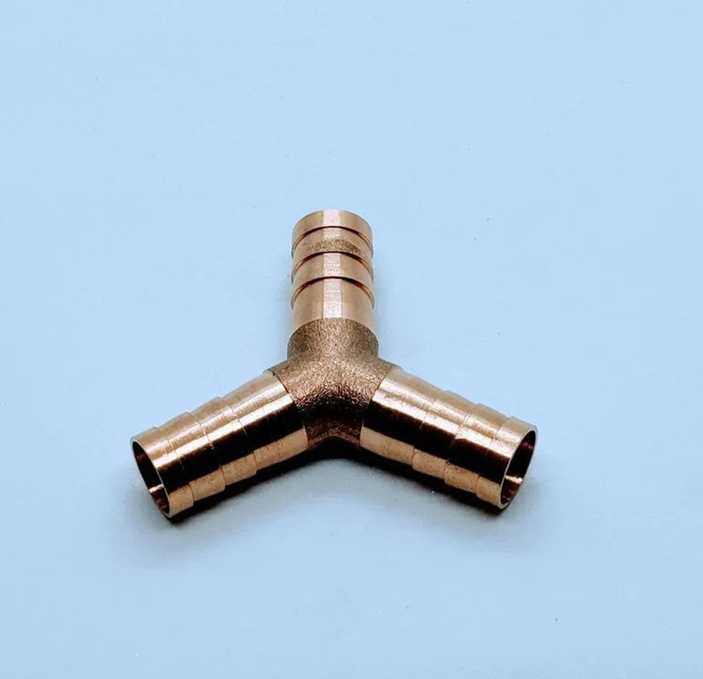 Соединитель для шлангов Y-образный (тройник) 10 мм латунный 2 ШТУКИ