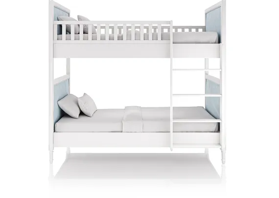 Кровать двухъярусная Elit (белый, голубая ткань)