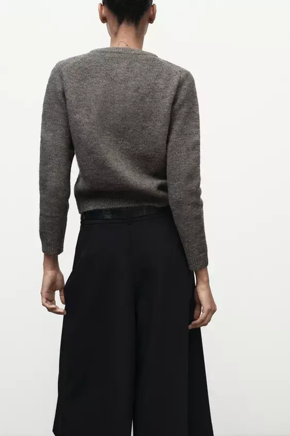 ZARA КАРДИГАН С МЕТАЛЛИЧЕСКИМИ ПУГОВИЦАМИ, ТЕМНЫЙ СЕРО-КОРИЧНЕВЫЙ