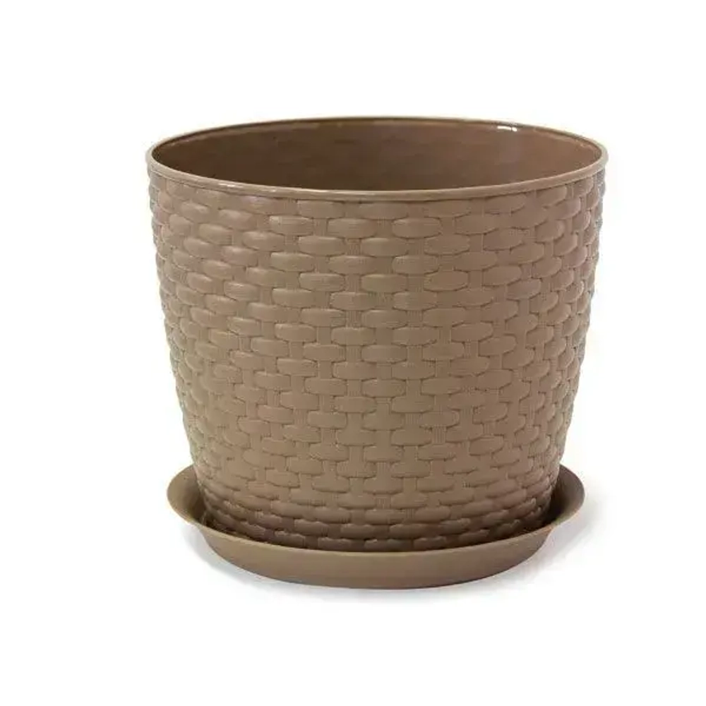 Кашпо РОТАНГ D210мм 4,7л с поддоном Бежевый ротанг 0,181,21х0,21м (комплект 20 шт)