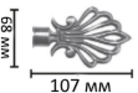Наконечники "Пальма" для кованых карнизов d16 мм, цвет светло-серый