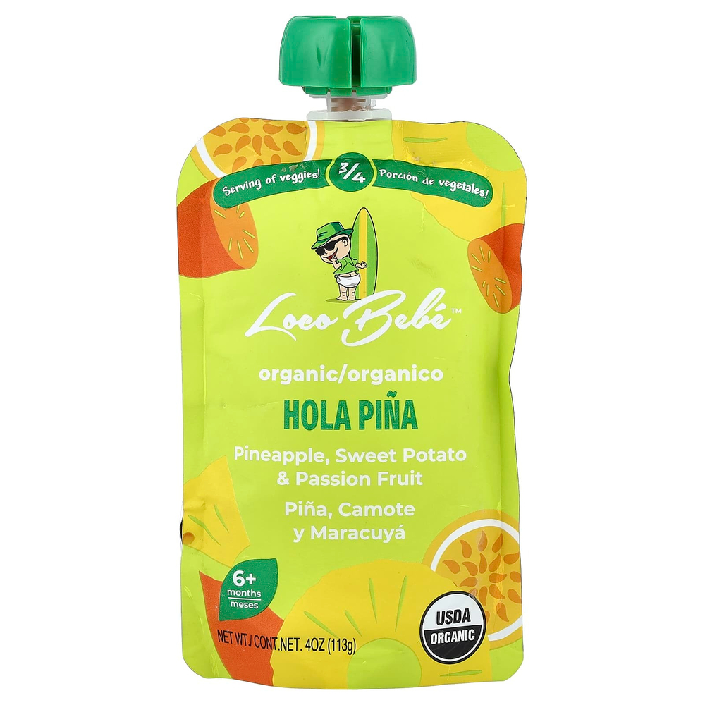 Loco Bebe, органическое пюре, для детей от 6 месяцев, Hola Pina, 113 г (4 унции)