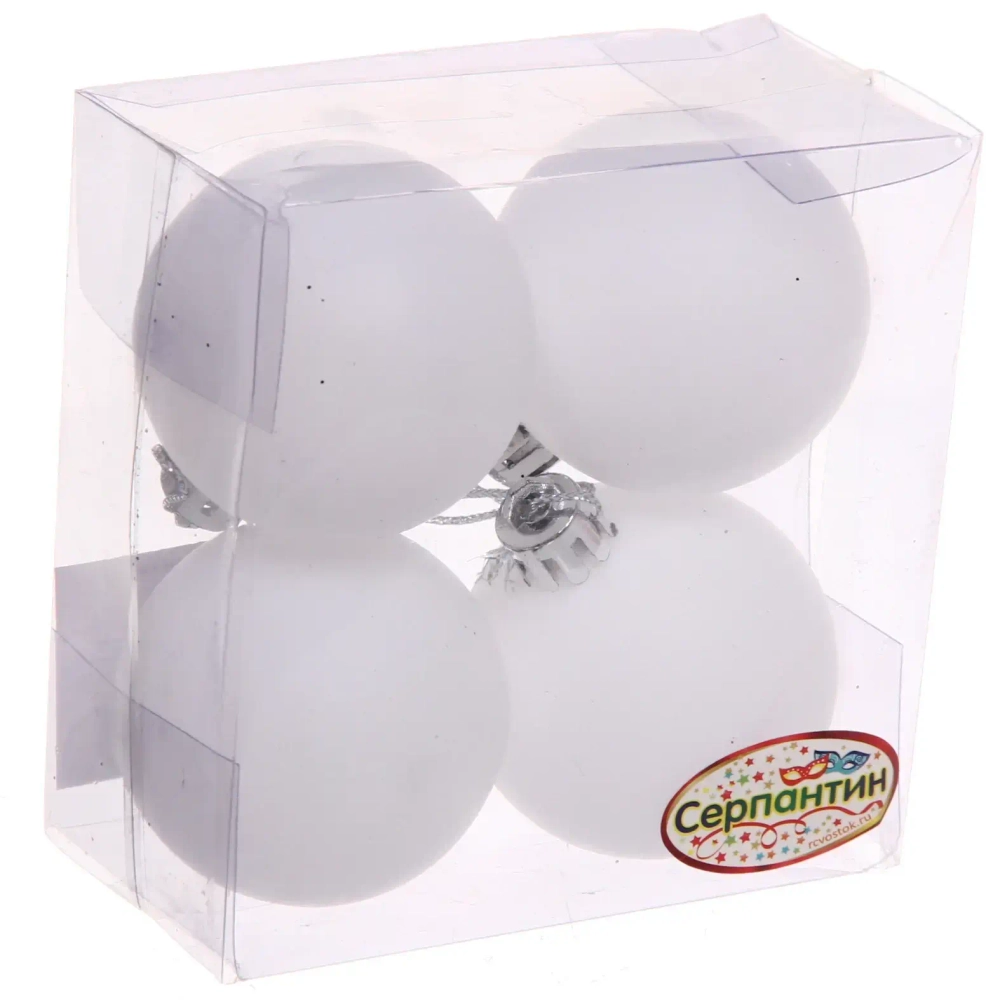 Новогодние шары 5 см (набор 4 шт) «Матовый», белый