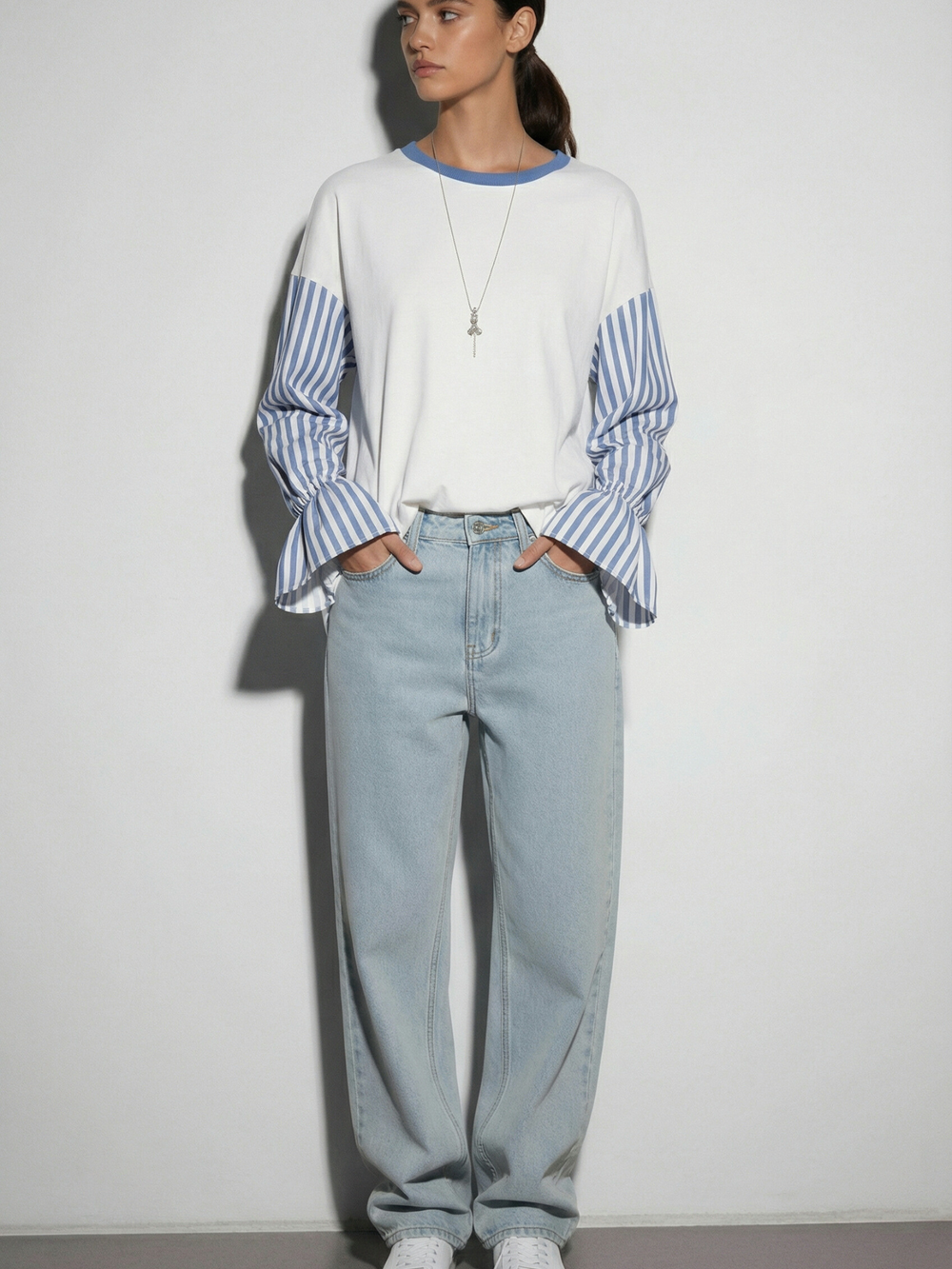 Лонгслив оверсайз GAMES женский Полоска Синяя