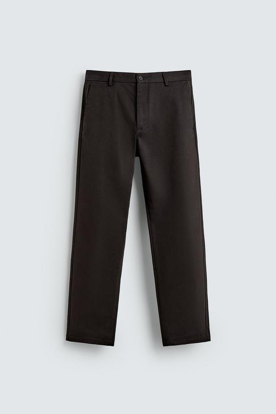ZARA БРЮКИ ЧИНОС SLIM FIT, ТЕМНО-КОРИЧНЕВЫЙ