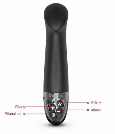 Черный вибратор с функцией электростимуляции Right on Ron - 17 см. (Цвет: черный)