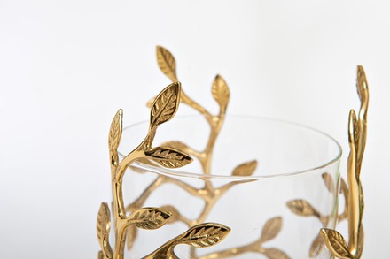 Ваза стеклянная с декором "Золотые ветви"