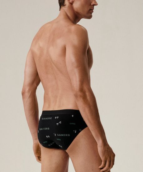 Мужские трусы (3шт) слипы спорт Atlantic 3MP-206, хлопок, черный + черный + светлый хаки