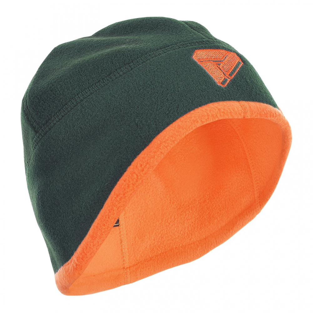 Шапка зимняя флисовая ХСН "Winter-380" двухсторонняя (изумруд/оранжевый)