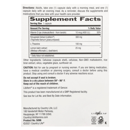 Country Life, Libido Rescue ™, 60 вегетарианских капсул