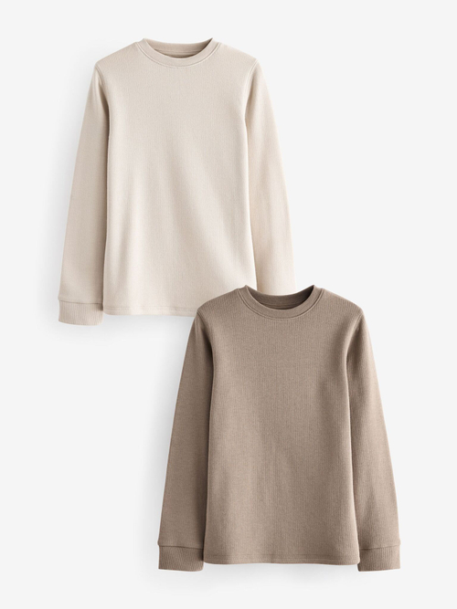 Лонгслив для мальчика Next 480-590, 2 шт., Молочный, Коричневый