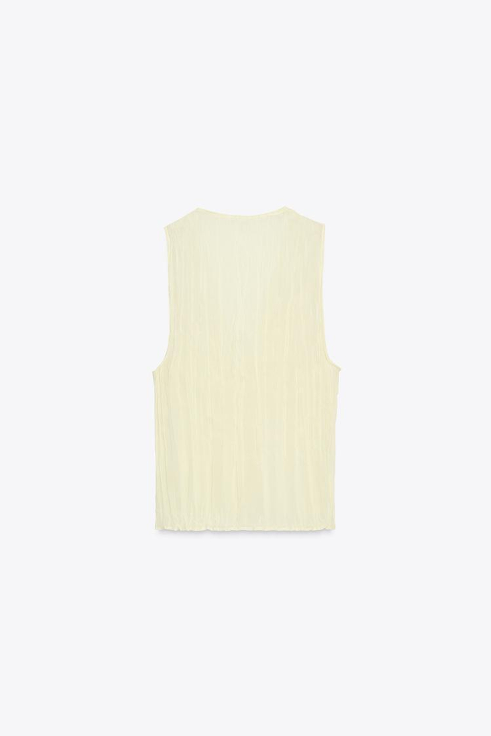 ZARA ТОП ИЗ ПОЛУПРОЗРАЧНОЙ ТКАНИ С ВОЛАНАМИ, СВЕТЛО-ЖЕЛТЫЙ