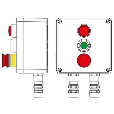 Взрывозащищенный пост управления из алюминия CPE-A-17-(1xLR(220)-1xP1G(11)-1xP3E(11))-2xKA2MHK(C)1Ex d e IIC Т5 Gb / Ex tb IIIC T95°C Db IP66