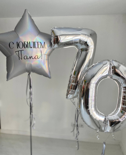 Воздушные шары на юбилей 70 лет серебро №4070