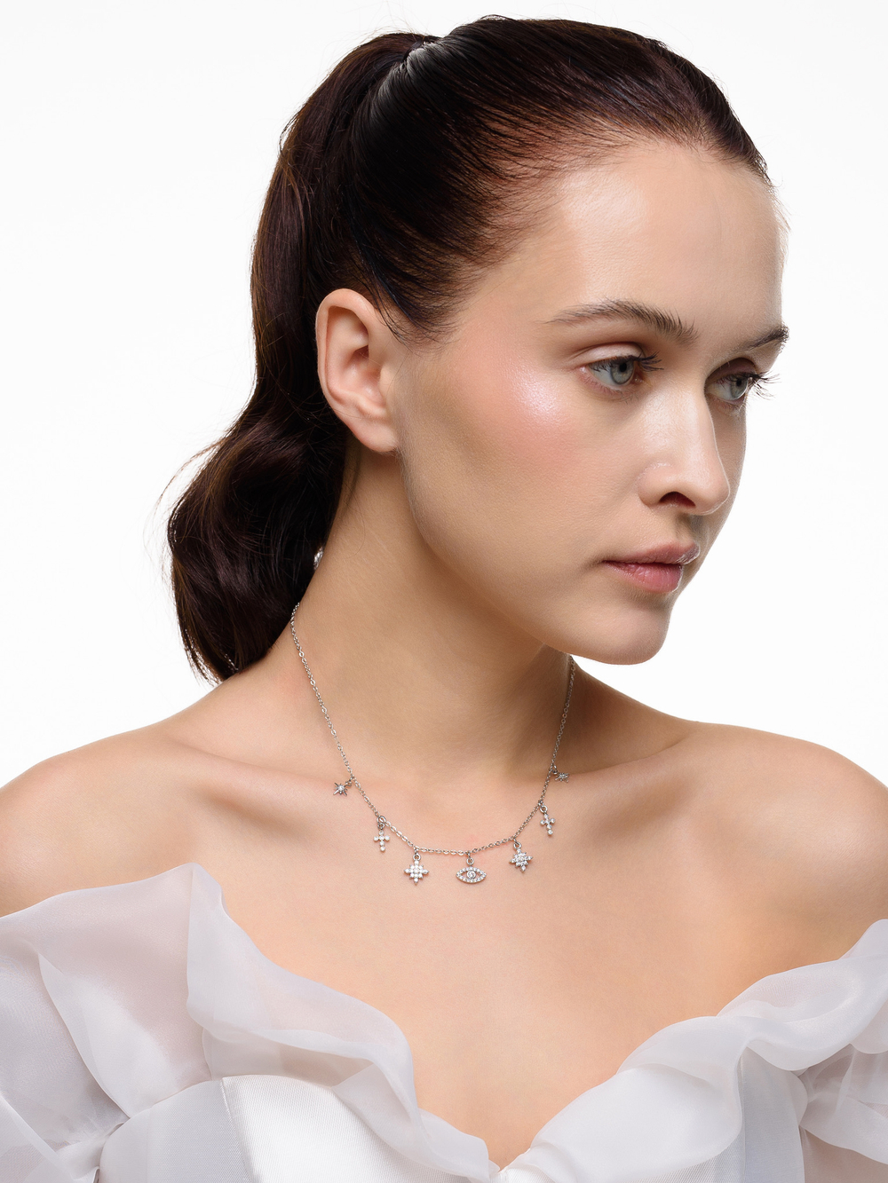 Колье "Cross Star Eye" Silver