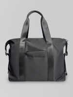 Сумка К672 большая текстильная на молнии с карманом и надписью спереди