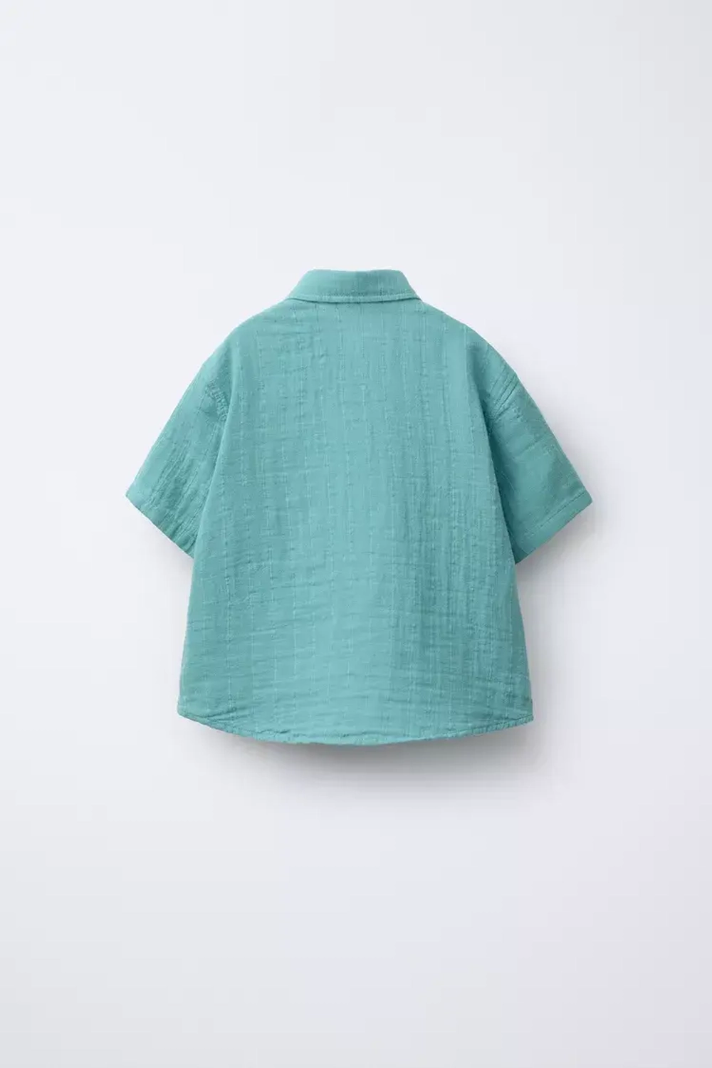 ZARA РУБАШКА ИЗ РЕЛЬЕФНОЙ ТКАНИ С КАРМАНОМ, СИНИЙ