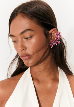 STRADIVARIUS Серьги-каффы с цветочным принтом, цвет фуксии