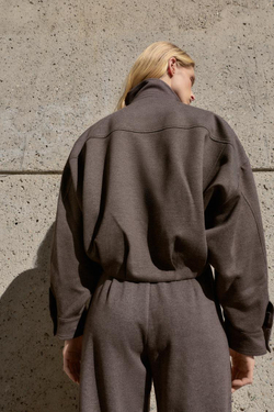 ZARA БОМБЕР С ВОРОТНИКОМ-СТОЙКОЙ, КОРИЧНЕВЫЙ МЕЛАНЖ