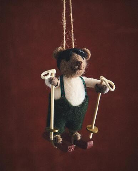 ZARA HOME ЕЛОЧНОЕ УКРАШЕНИЕ ИЗ ФЕТРА "МЫШОНОК-ЛЫЖНИК", КОРИЧНЕВЫЙ