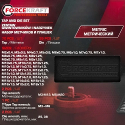 Набор метчиков и плашек метрический 110пр. FORCEKRAFT FK-B110-1