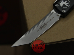 Нож Microtech UTX-85 A+++ Tanto T/E - черная рукоять, апокалиптик клинок танто
