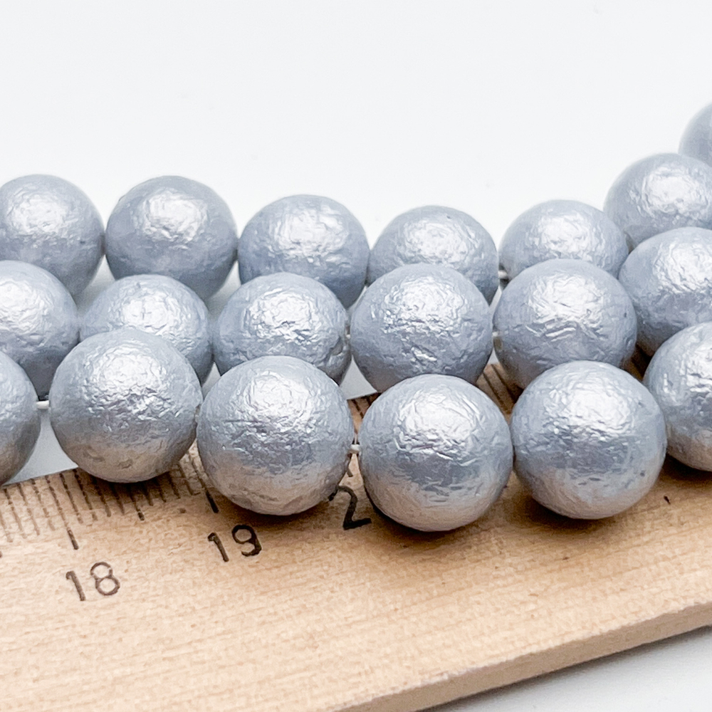 "Майорка" с эффектом фольга, цвет голубой, диаметр 9,8 мм, цена за 10 шт (1/4 нити)