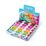 Ластик Yalong, синтетический каучук, трехгранный, ассорти, 50*20*20 мм, картонная упаковка