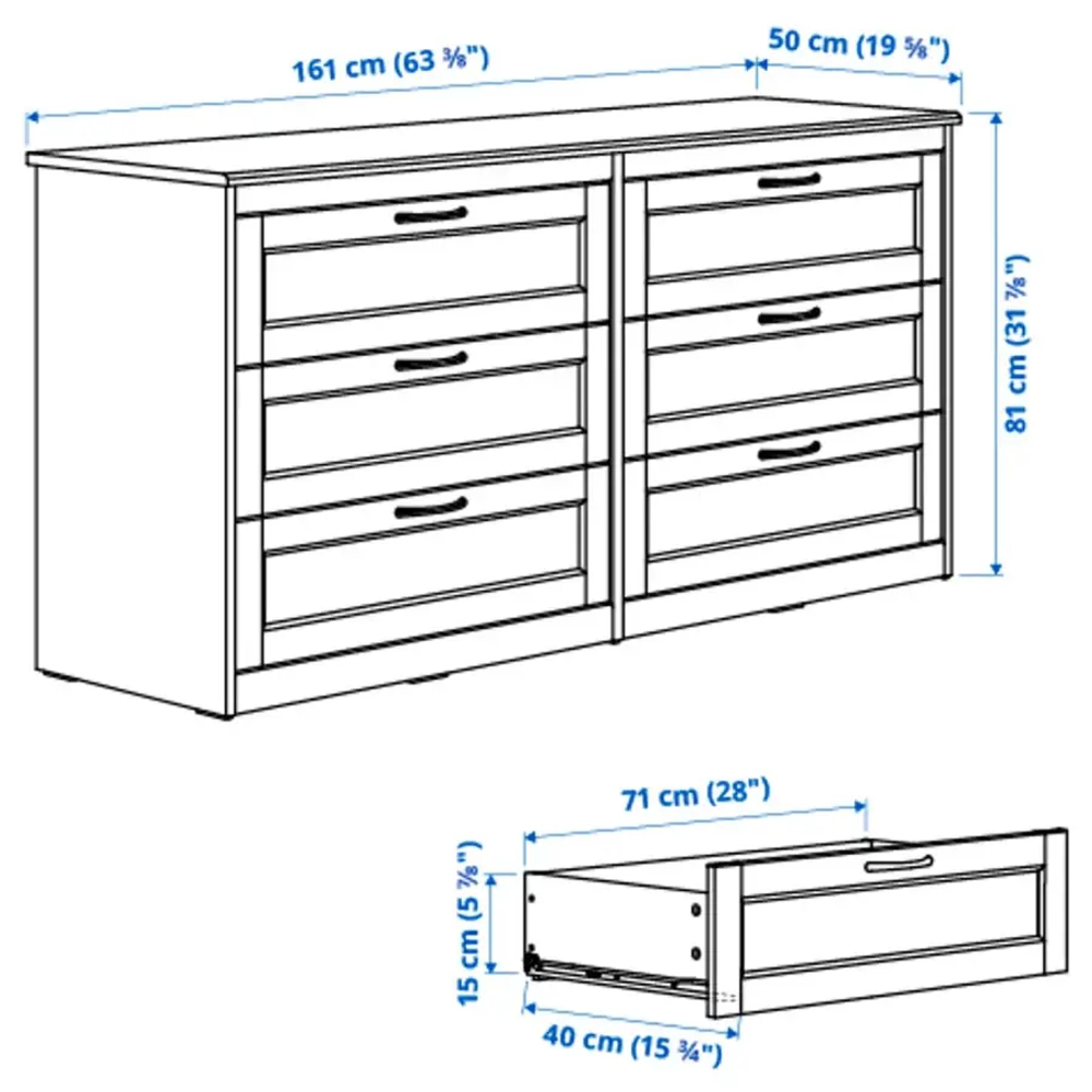 Комбинация мебели для спальни - IKEA SONGESAND, 200x140см, белый, СОНГЕСАНД ИКЕА