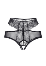 Эротические трусики с высокой посадкой и ажурными вырезами черные 50-52