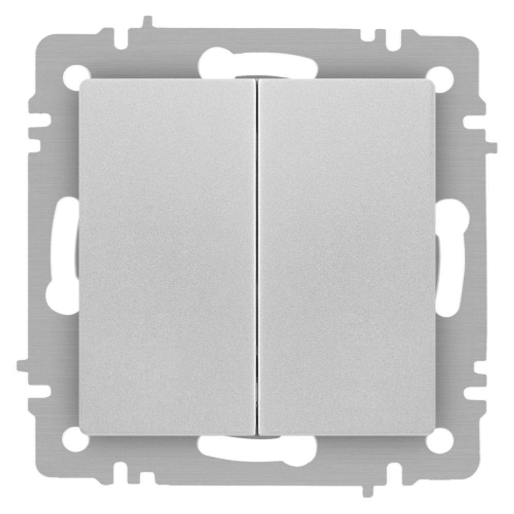 Переключатель Intro Accent 6-107-03 двойной, 10А-250В, IP20, СУ, AL/CU, алюминий