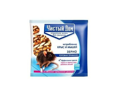 От грызунов приманка зерно 200гр. пакет Чистый дом  03-028