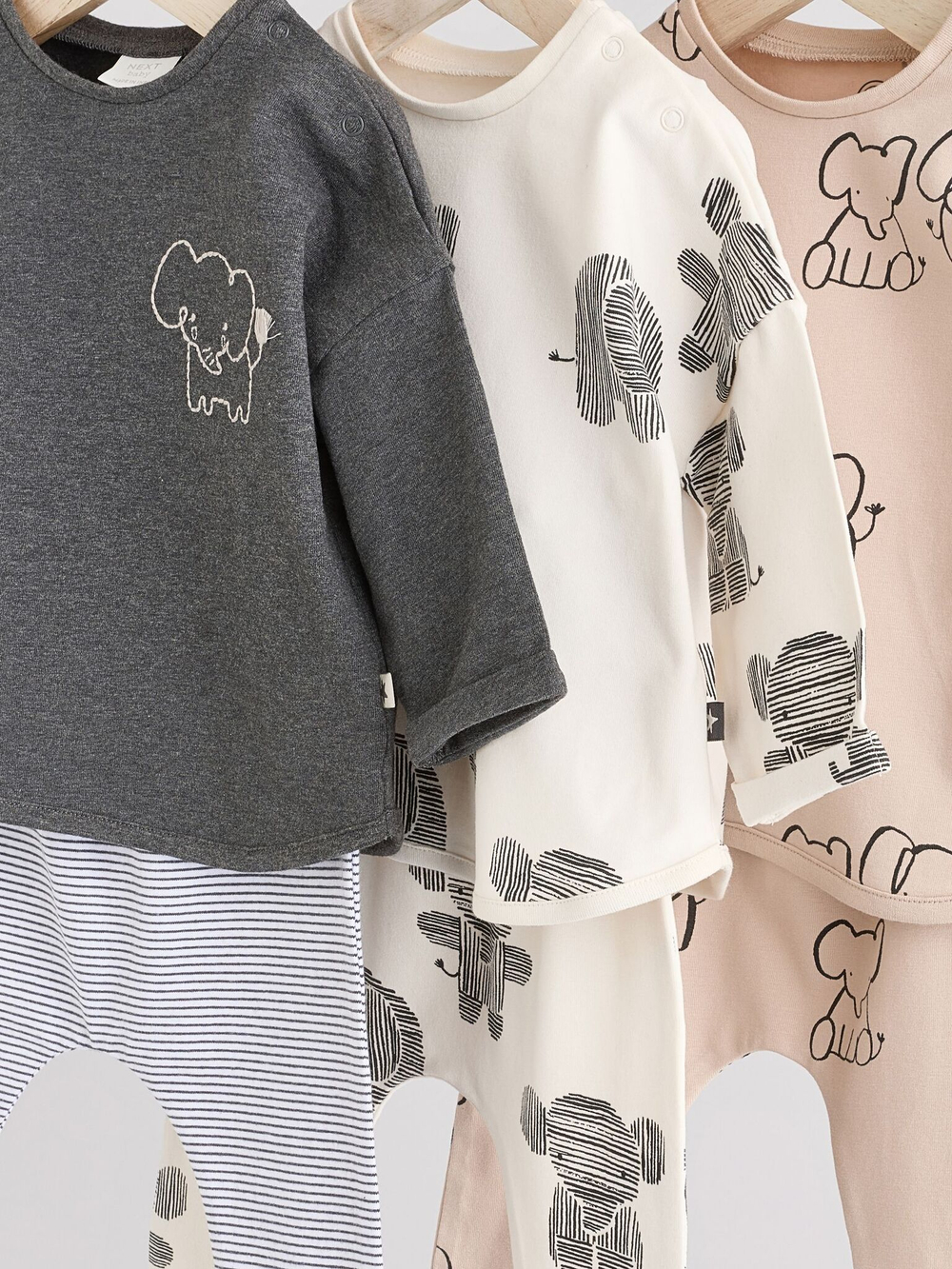 Лонгслив и легинсы в комплекте для малышей Next E48-113, 3 шт., Бежевый, Серый