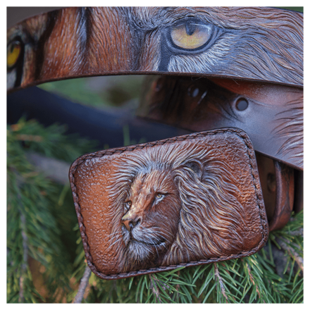 Кожаный ремень «Ремень Лев» коричневый