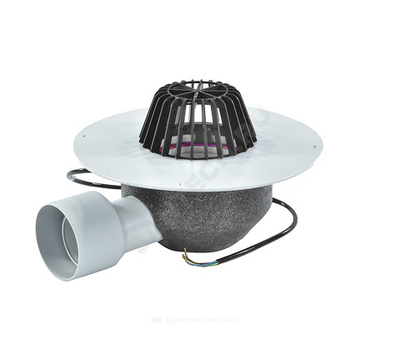 Воронка кровельная с горизонтальным выпуском ПВХ Дн 75/110 с ПВХ-фланцем и электрообогревом HL HL64.1P