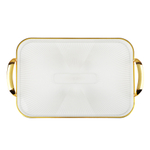 Поднос прямоугольный с ручками с золотой каемкой 42,5x27x3см РЕТ