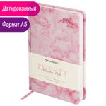 Ежедневник датированный 2022 А5 138x213 мм BRAUBERG "Marble", под кожу, розовый мрамор, 112743