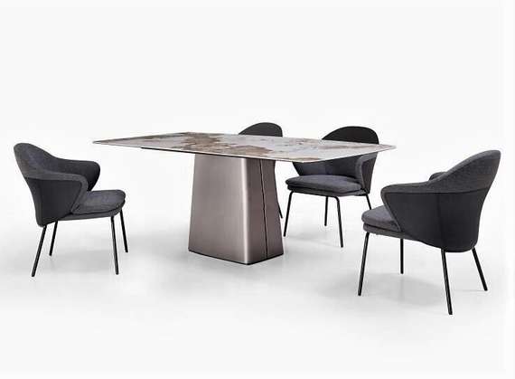 Стол Icon, 200х100 см, глянцевый керамогранит с рисунком Calacatta Macchia