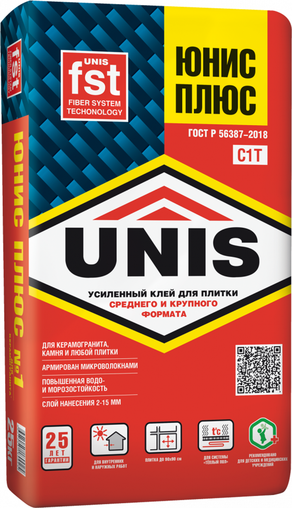 Клей для плитки Unis Плюс, 25 кг