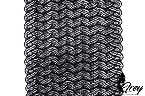 1352 Кружево эластичное 18,5 см, Италия, черный 170