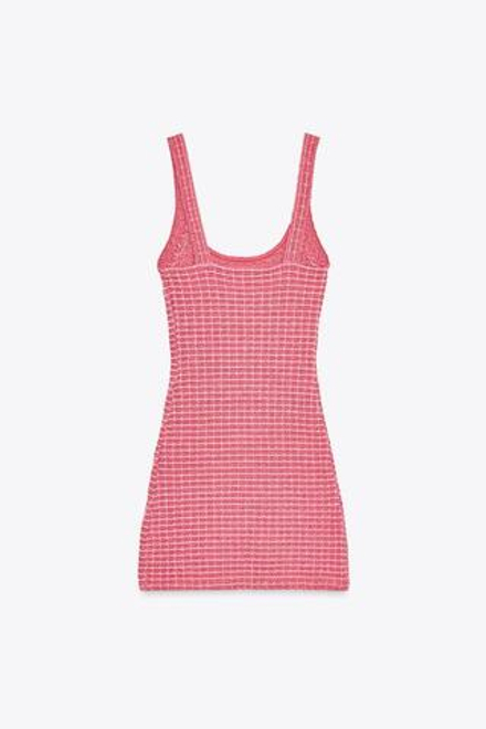 ZARA КОРОТКОЕ ПЛАТЬЕ ИЗ ЭЛАСТИЧНОЙ ТКАНИ, КЛУБНИЧНЫЙ