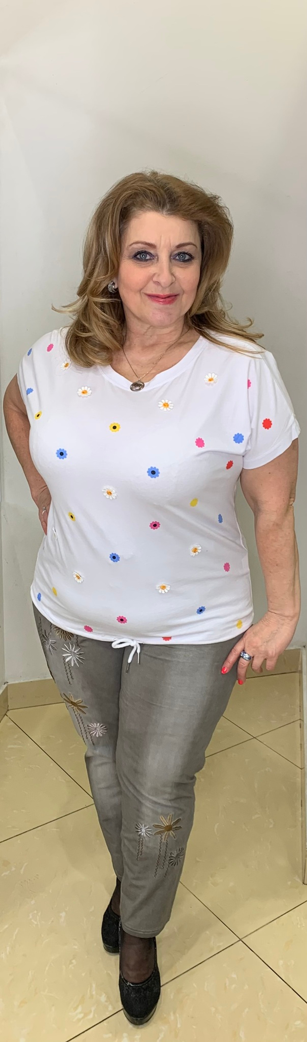 Блузон-футболка на кулиске с "ромашками"