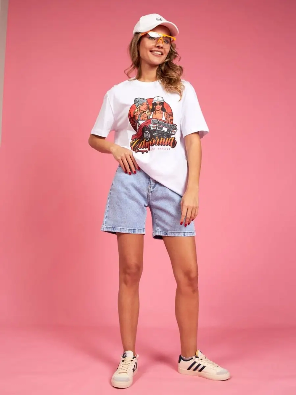 Футболка женская оверсайз белая с принтом лос анджелес
