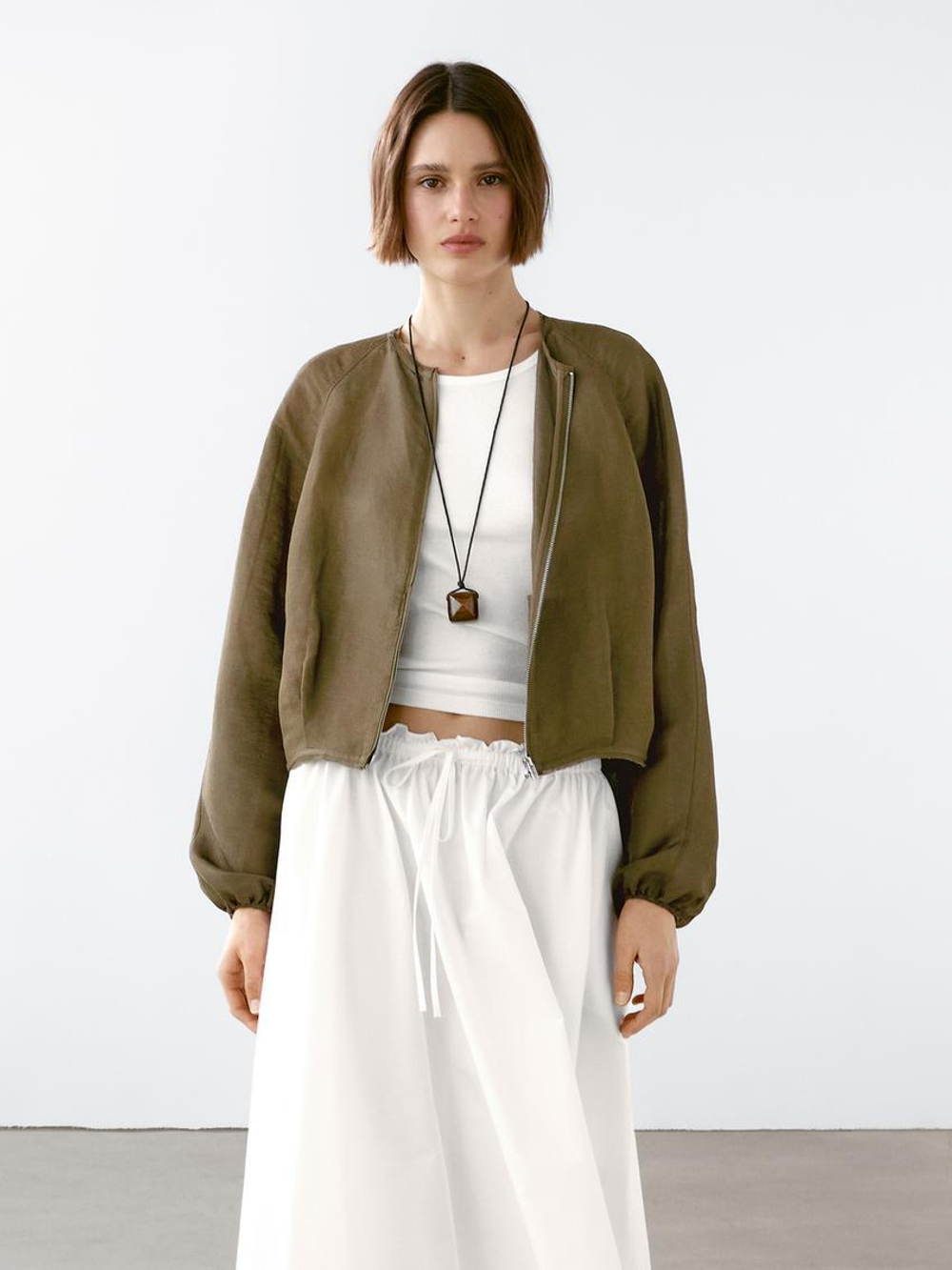 Massimo Dutti Куртка-бомбер, песочно-коричневый